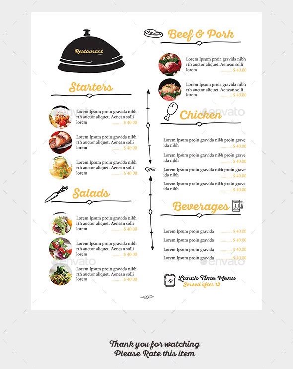 Mẫu menu thiết kế màu trắng tinh tế - graphics.vietnamprinting.com